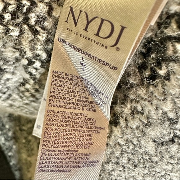 NWT NYDJ Jacquard Long Open Front Cardigan Heather Gray Black Animal Print - Picture 10 of 14
